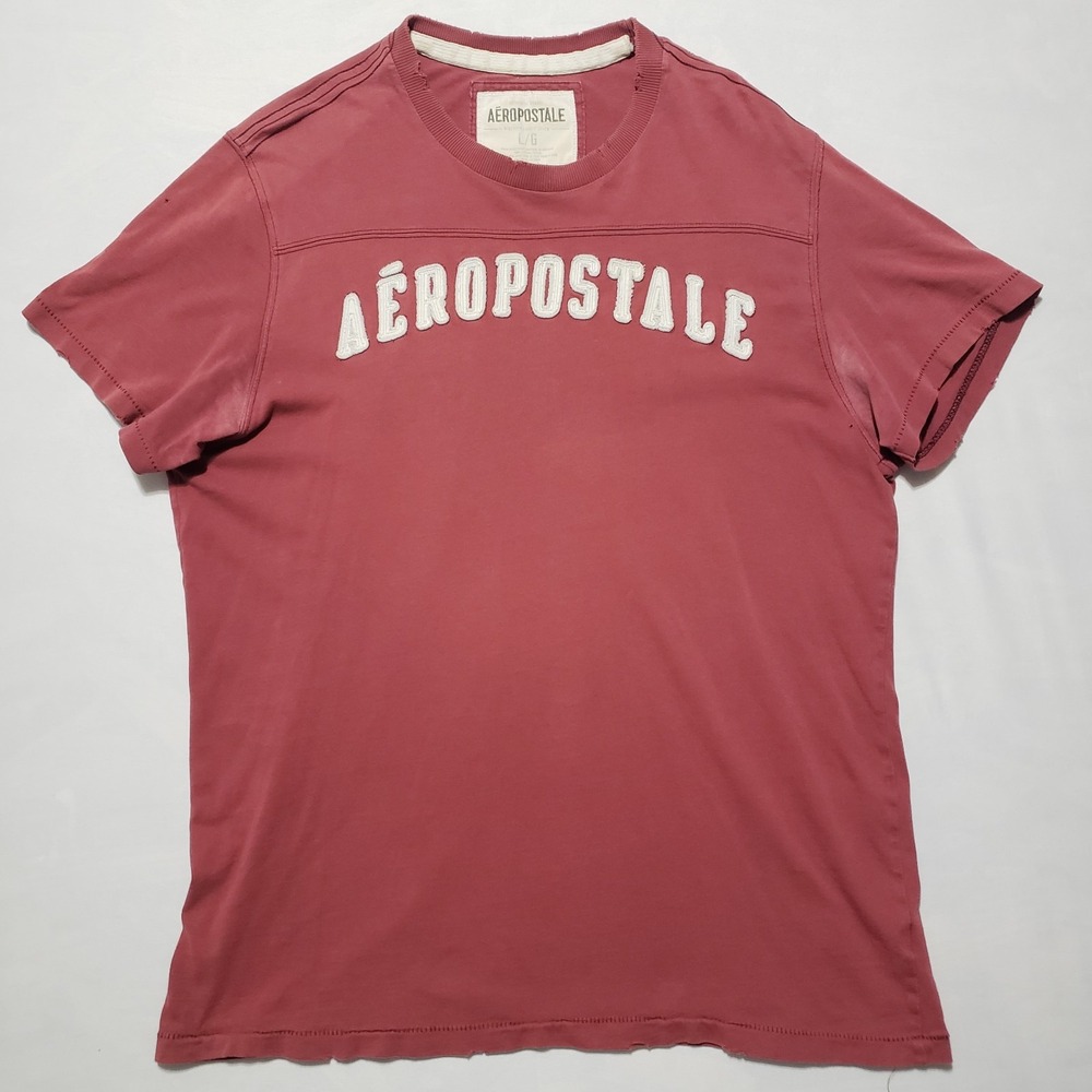Aeropostale T Shirt Womens Large Vintage Y2K Single‎ Stitch 100% Cotton Red